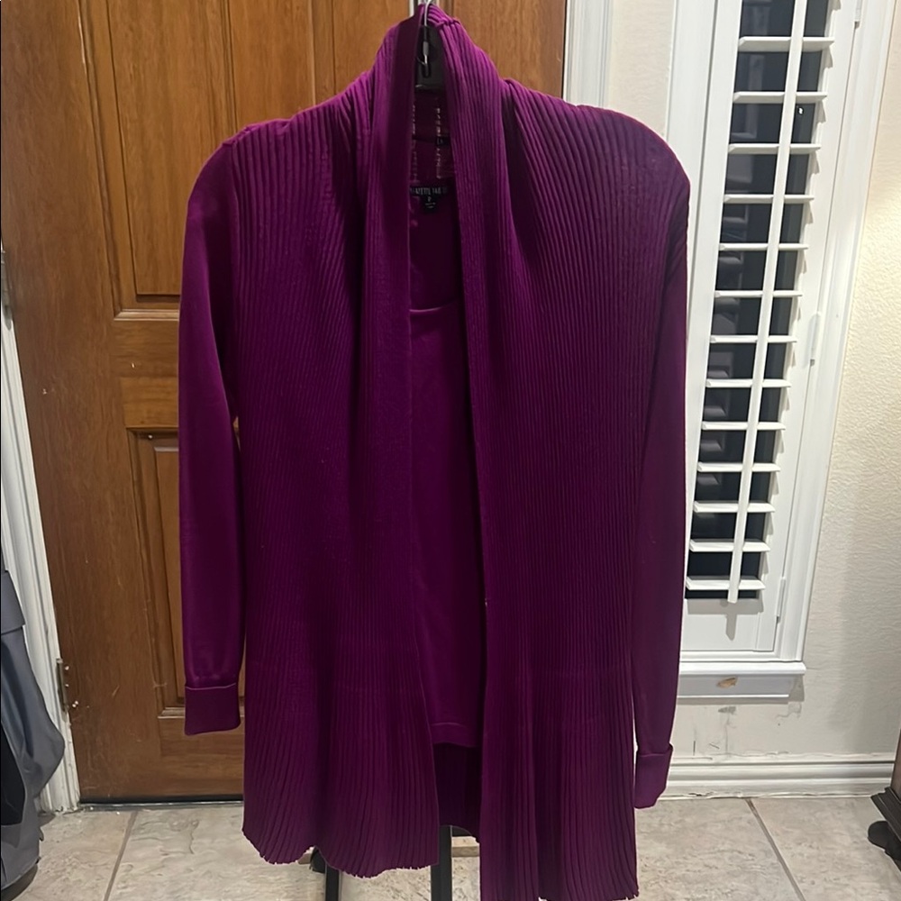 Lafayette 148 petitePurple Pleated Cardigan and tank